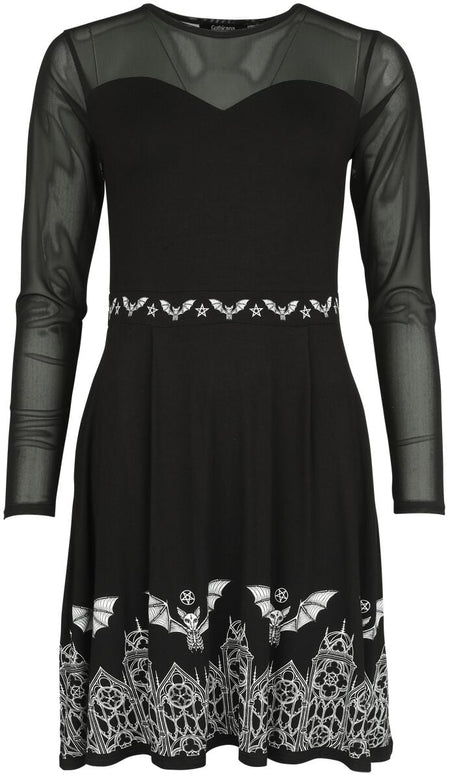 Robe courte Gothic de Gothicana by EMP - Robe en mesh avec chauve-souris - S à XL - pour Femme - noir - Gothicana by EMP