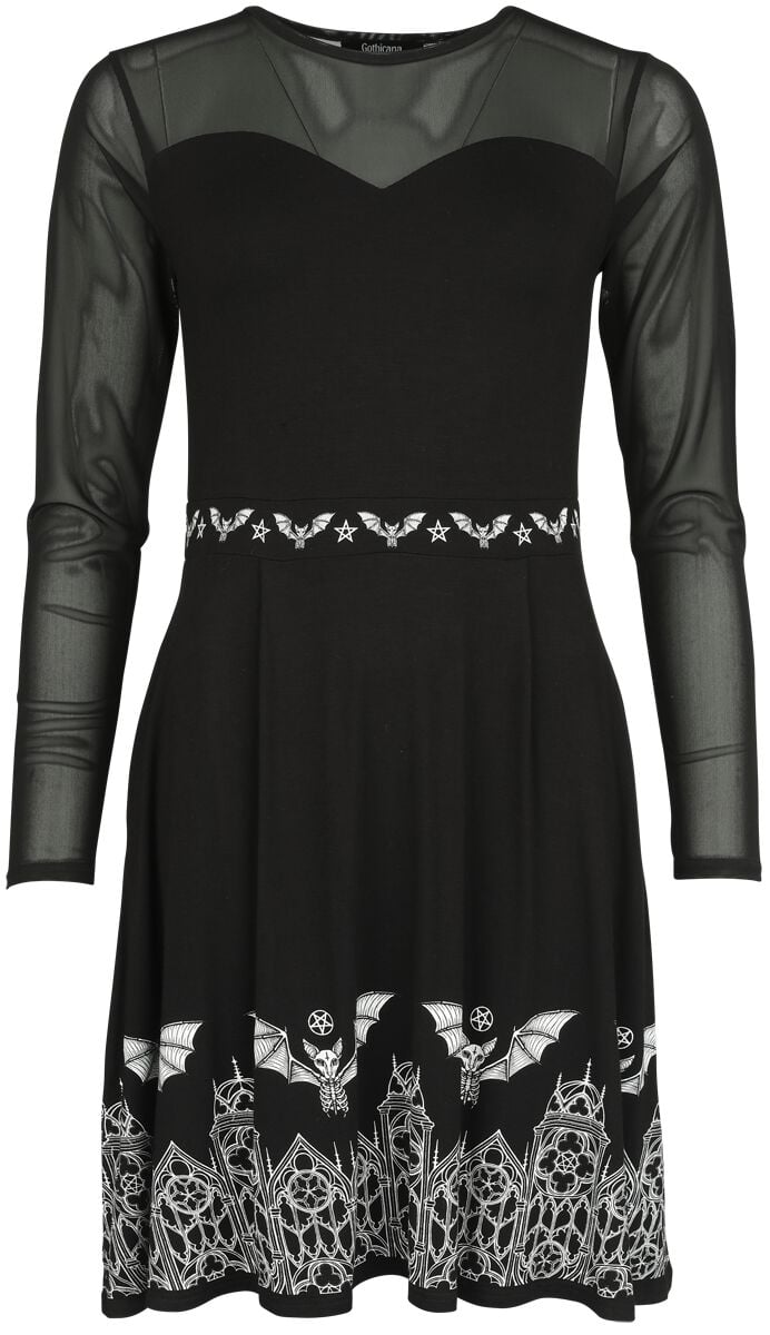 Robe courte Gothic de Gothicana by EMP - Robe en mesh avec chauve-souris - S à XL - pour Femme - noir - Gothicana by EMP