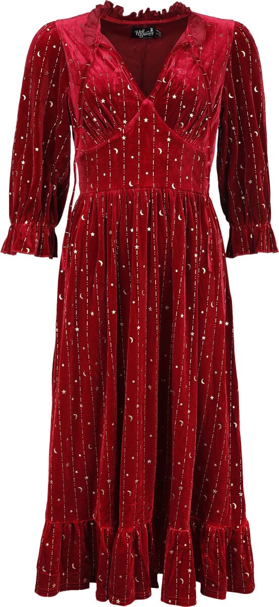 Robe longue Rockabilly de Hell Bunny - Galactica - Robe - XS à M - pour Femme - rouge - hell bunny