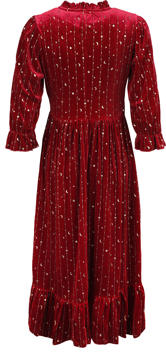 Robe longue Rockabilly de Hell Bunny - Galactica - Robe - XS à M - pour Femme - rouge - hell bunny - View 2
