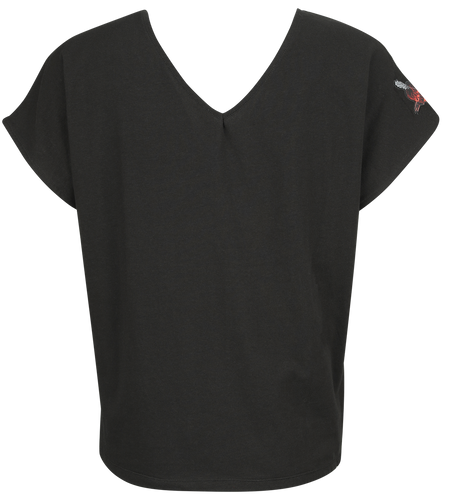 T-Shirt Manches courtes  de Black Premium by EMP - T-shirt col en V - S à M - pour Femme - noir - Black Premium by EMP - View 2