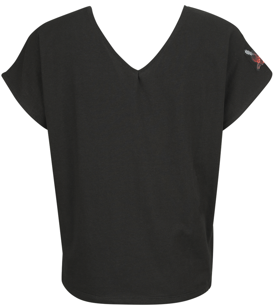 T-Shirt Manches courtes  de Black Premium by EMP - T-shirt col en V - S à M - pour Femme - noir - Black Premium by EMP - View 2
