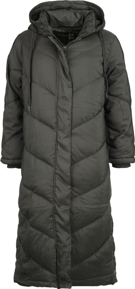 Manteaux Rockabilly de QED London - Manteau Matelassé Mi-Long - XS à L - pour Femme - noir - QED London