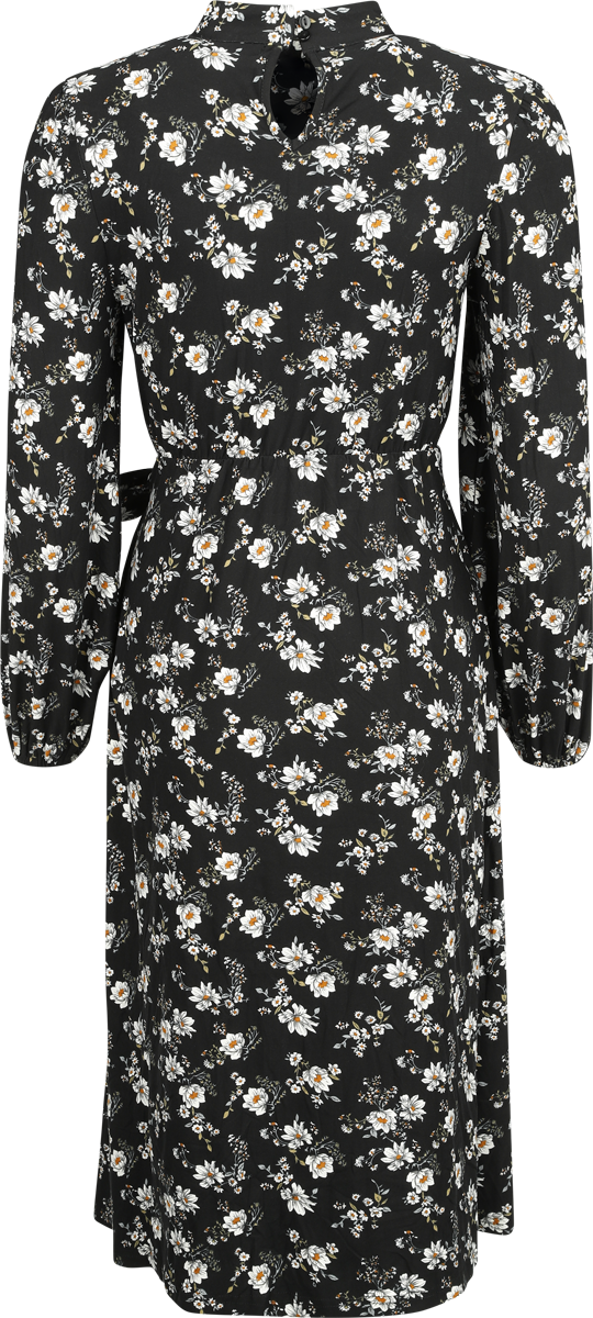 Robe mi-longue Rockabilly de QED London - Daisy - Robe Mi-Longue Fente Latérale - XS à S - pour Femme - noir/blanc - QED London - View 2