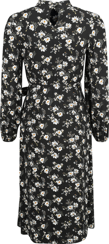 Robe mi-longue Rockabilly de QED London - Daisy - Robe Mi-Longue Fente Latérale - XS à S - pour Femme - noir/blanc - QED London - View 2