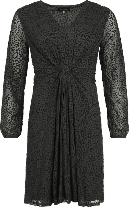 Robe courte Rockabilly de QED London - Robe Courte Velours Léopard - XS à S - pour Femme - noir - QED London
