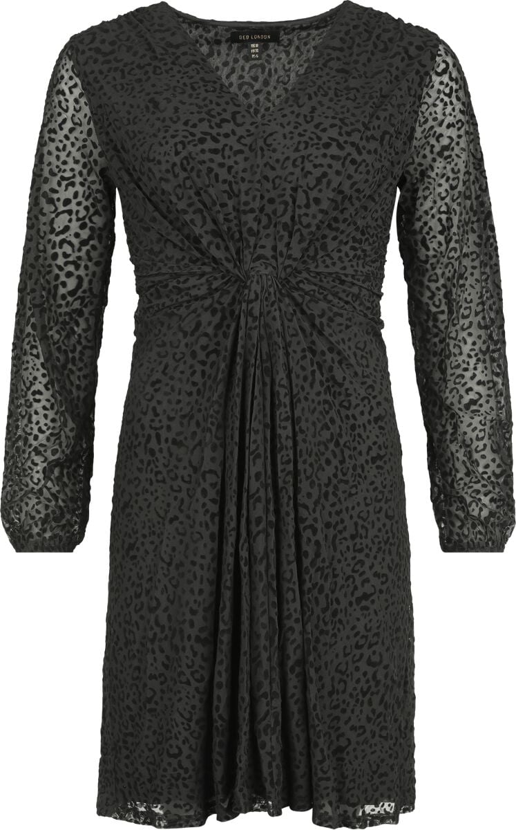 Robe courte Rockabilly de QED London - Robe Courte Velours Léopard - XS à S - pour Femme - noir - QED London