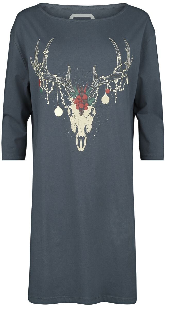 Chemise de nuit  de RED by EMP - Chemise de Nuit avec motif Noël - S à XL - pour Femme - bleu - RED by EMP