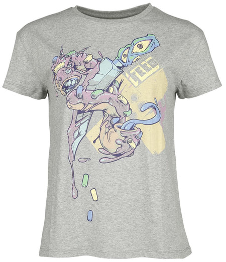 T-Shirt Manches courtes  de RED by EMP - T-shirt avec monstre donut - S à XL - pour Femme - gris - RED by EMP