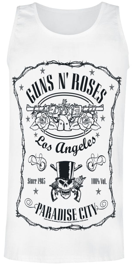 Débardeur  de Guns N' Roses - Étiquette Paradise City - S à XXL - pour Homme - blanc - Guns N' Roses