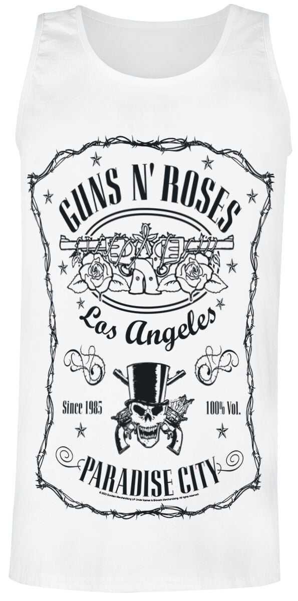 Débardeur  de Guns N' Roses - Étiquette Paradise City - S à XXL - pour Homme - blanc - Guns N' Roses