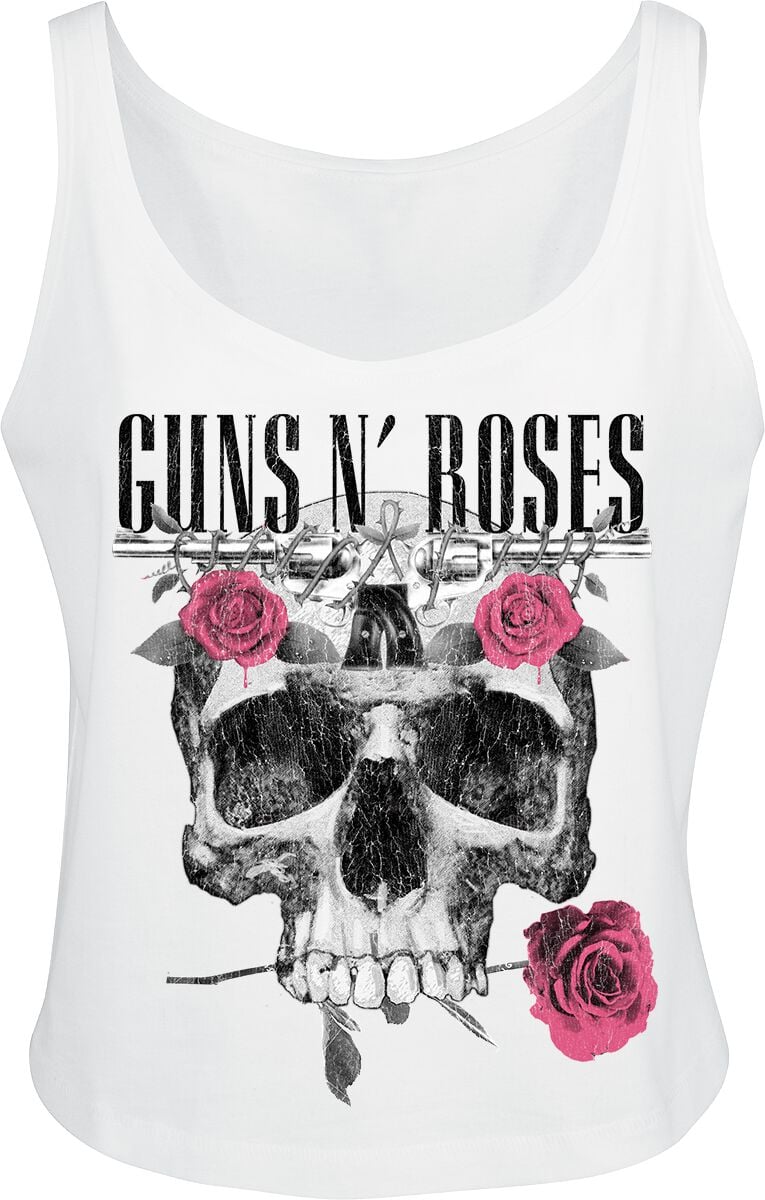 Top  de Guns N' Roses - Flower Skull - S à XL - pour Femme - blanc - Guns N' Roses