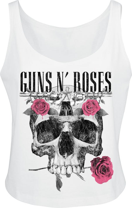 Top  de Guns N' Roses - Flower Skull - S à XL - pour Femme - blanc - Guns N' Roses