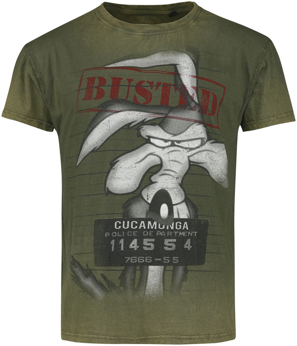 T-Shirt Manches courtes  de Looney Tunes - Wile E. Coyote - Wanted - S à XXL - pour Homme - vert - Looney Tunes