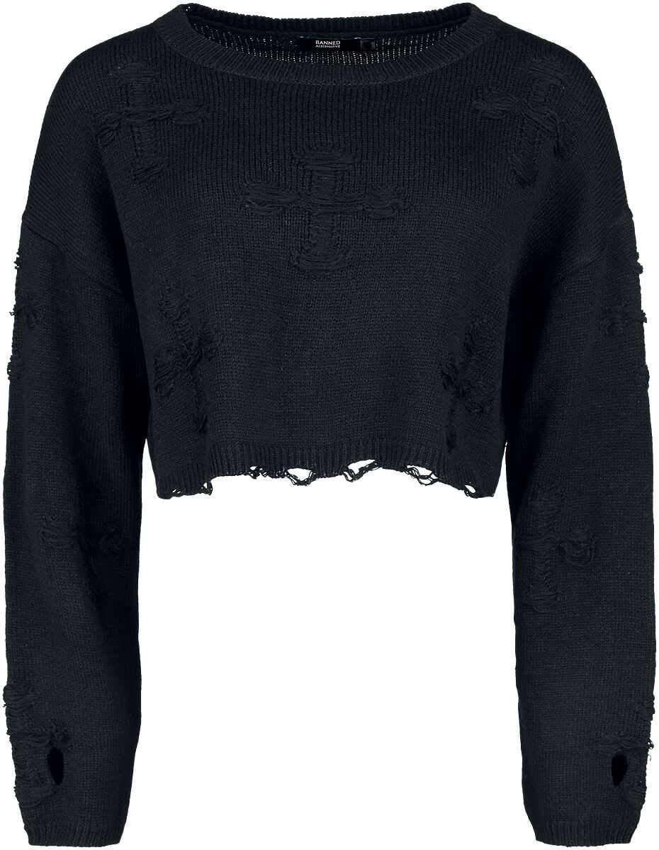 Pull tricoté  de Banned Alternative - Pull Onyx Bow - S à 4XL - pour Femme - noir - Banned Alternative