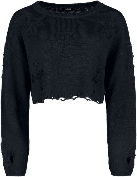 Pull tricoté  de Banned Alternative - Pull Onyx Bow - S à 4XL - pour Femme - noir - Banned Alternative