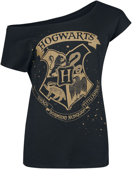 T-Shirt Manches courtes  de Harry Potter - Blason Poudlard - S à XXL - pour Femme - noir - Harry Potter