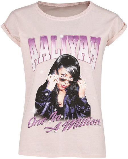 T-Shirt Manches courtes  de Aaliyah - One In A Million - S à XL - pour Femme - rose clair - Aaliyah