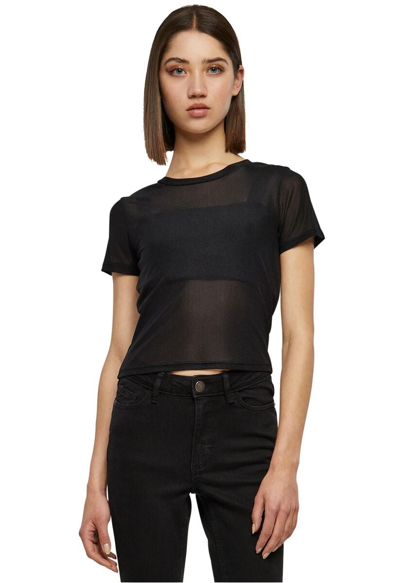 T-Shirt Manches courtes  de Urban Classics - T-shirt Court Mesh - XS à XL - pour Femme - noir - Urban Classics