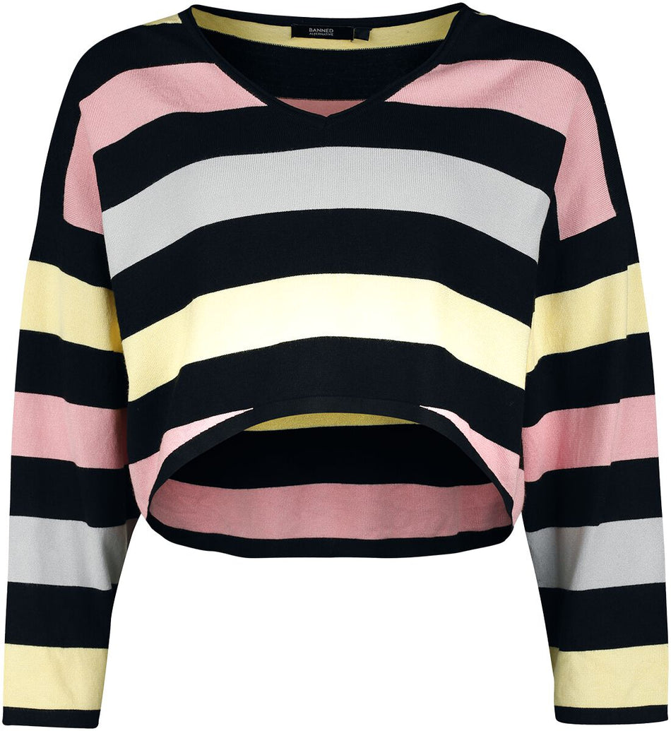 Pull tricoté  de Banned Alternative - Pull Rayé Nana - S à XL - pour Femme - multicolore - Banned Alternative