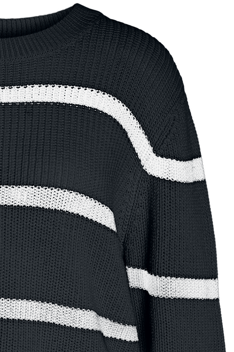 Sweat-shirt  de Noisy May - Pull à col rond rayé NMMaya - XS à XL - pour Femme - noir - Noisy May - View 2