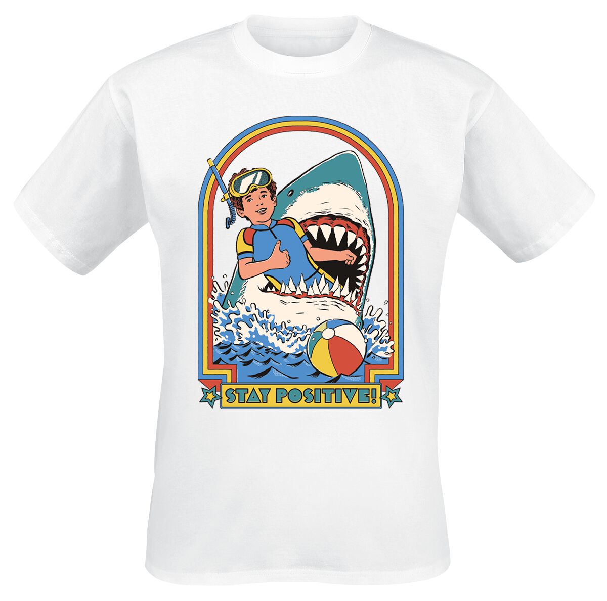 T-Shirt Manches courtes Fun de Steven Rhodes - Stay Positive - S à 4XL - pour Homme - blanc - Steven Rhodes