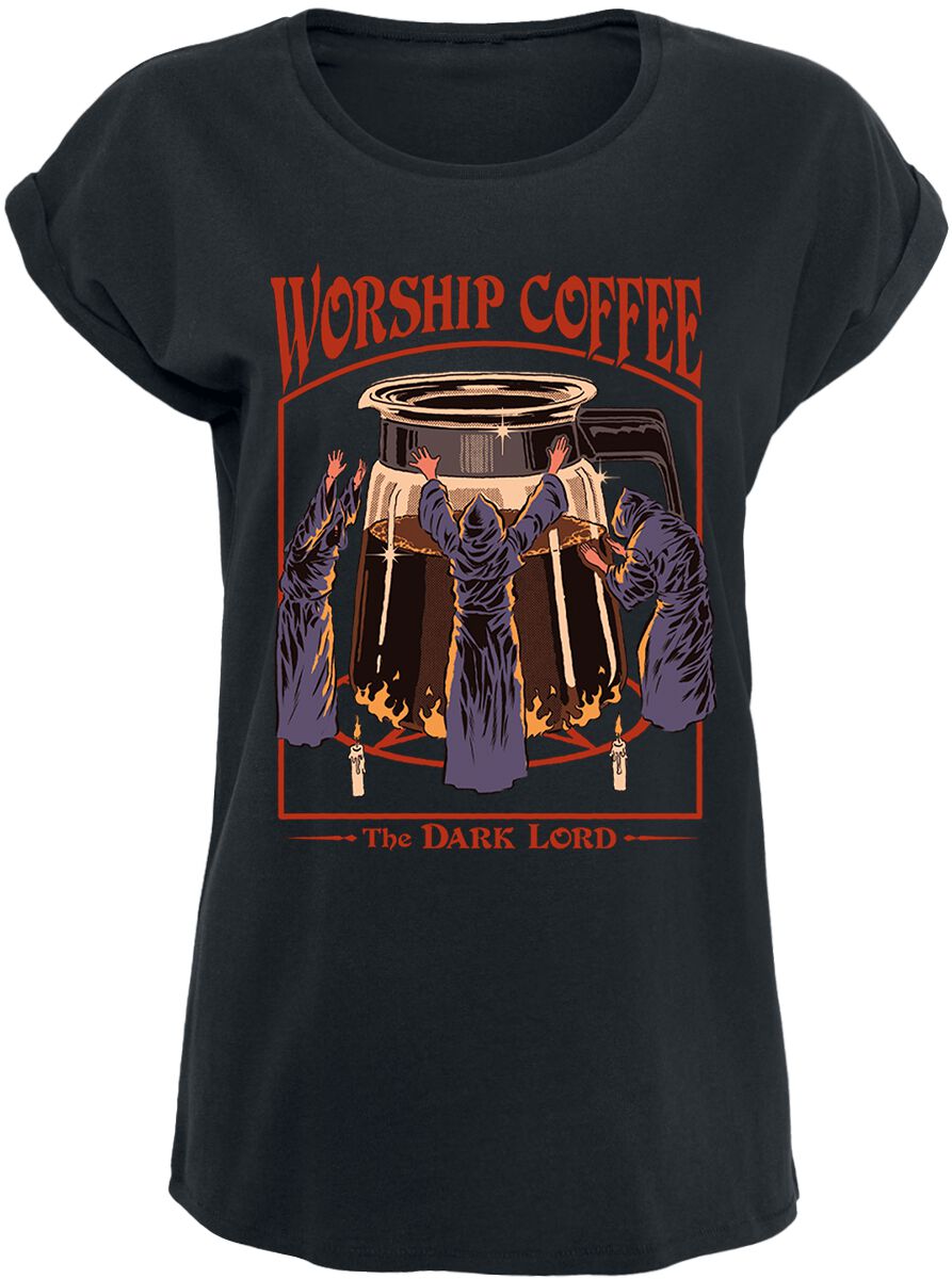 T-Shirt Manches courtes Fun de Steven Rhodes - Worship Coffee - S à 5XL - pour Femme - noir - Steven Rhodes