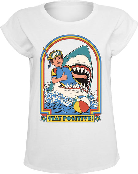 T-Shirt Manches courtes Fun de Steven Rhodes - Stay Positive - M à 5XL - pour Femme - blanc - Steven Rhodes