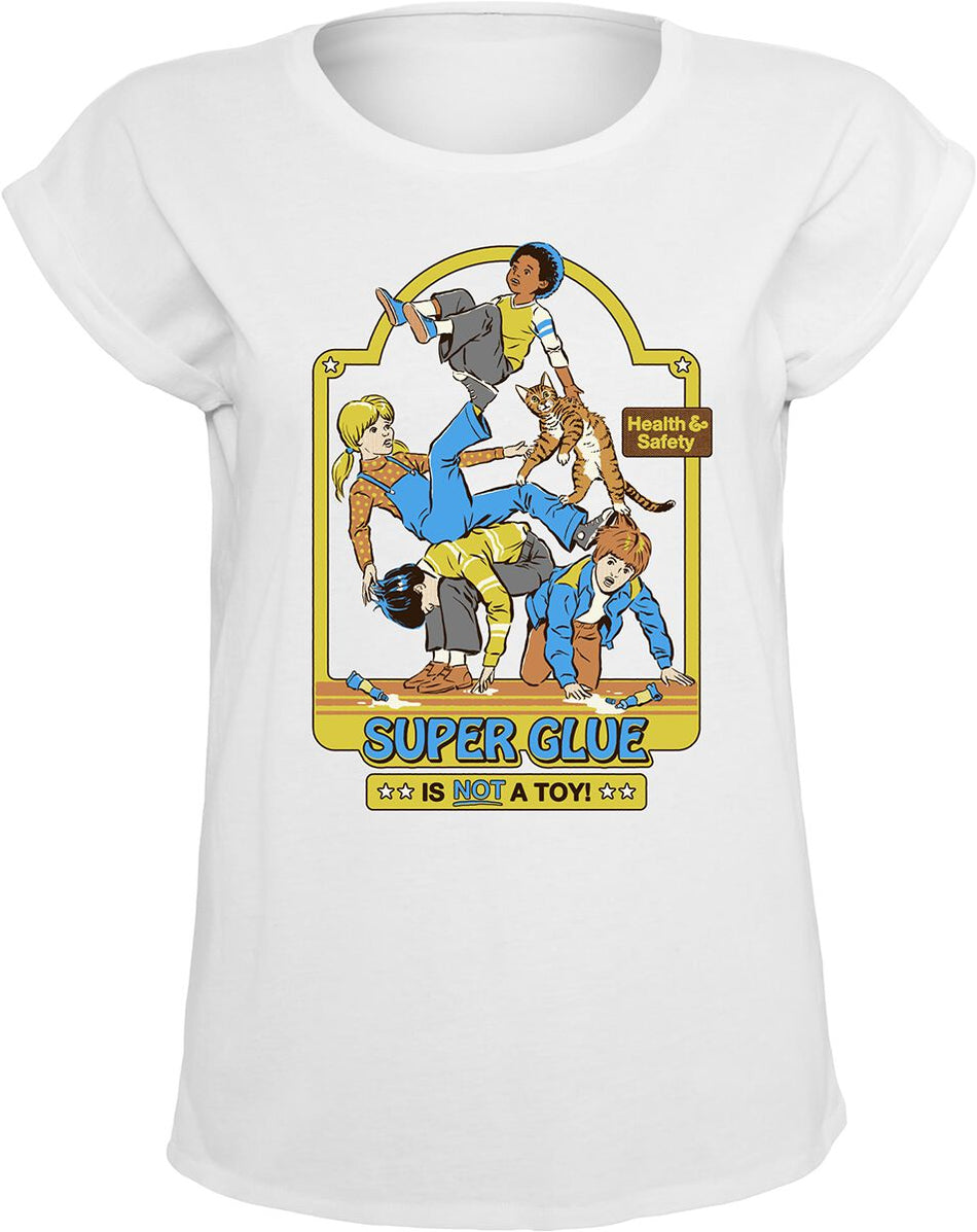 T-Shirt Manches courtes Fun de Steven Rhodes - Super Glue Is Not A Toy - M à XXL - pour Femme - blanc - Steven Rhodes