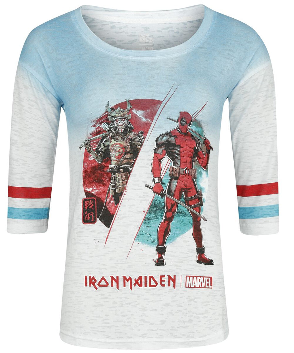 T-Shirt Manches courtes  de Iron Maiden - Iron Maiden x Marvel Collection - Samurai Comp - S à L - pour Femme - blanc/turquoise - Iron Maiden