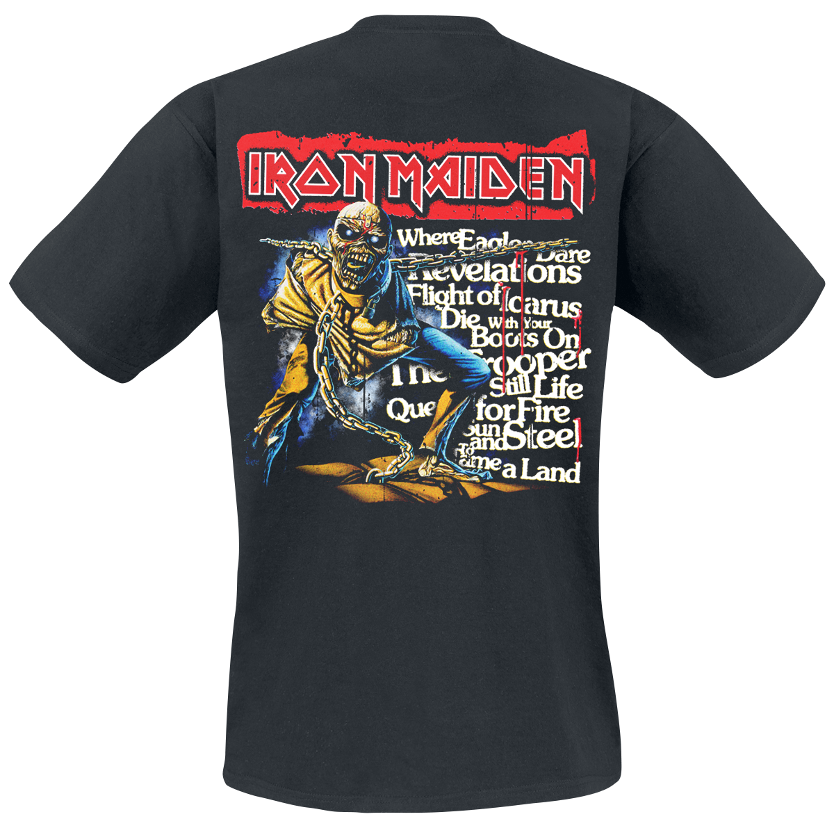 T-Shirt Manches courtes  de Iron Maiden - POM Red Strip Logo Tracklist - M à 3XL - pour Homme - noir - Iron Maiden - View 2