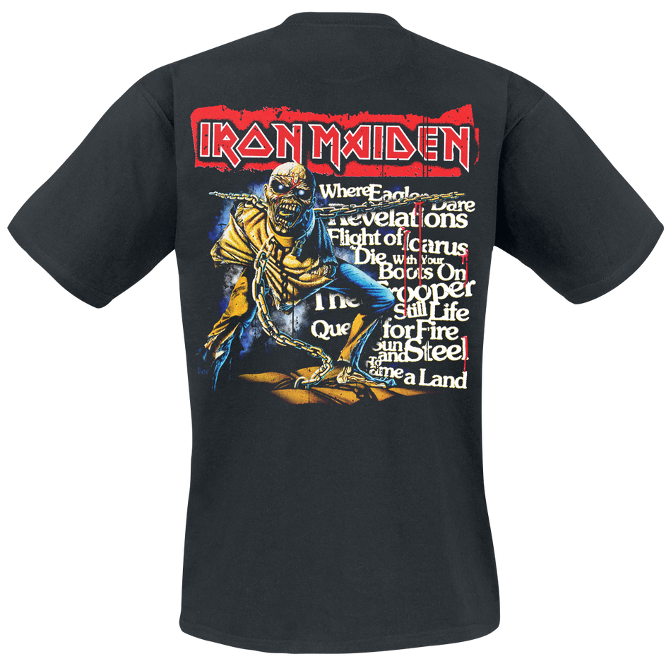 T-Shirt Manches courtes  de Iron Maiden - POM Red Strip Logo Tracklist - M à 3XL - pour Homme - noir - Iron Maiden - View 2