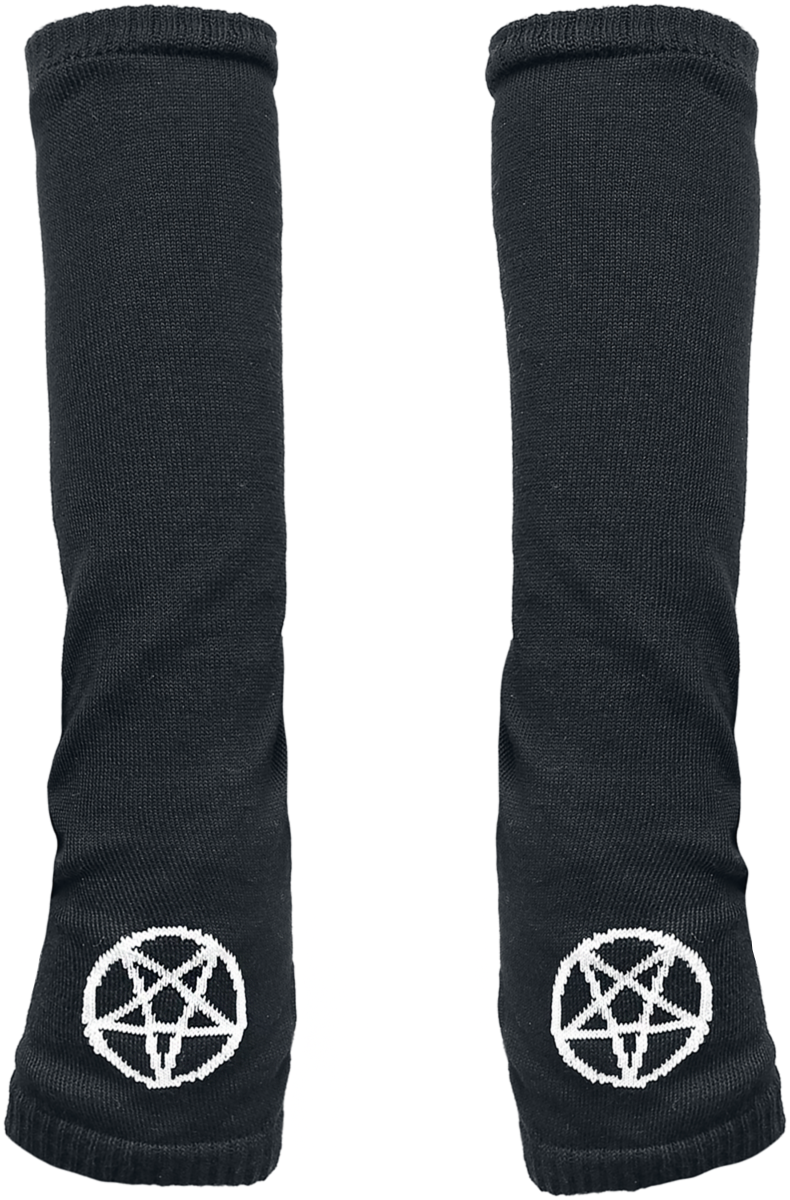 Mitaines montantes Gothic de Pamela Mann - Gants Pentagramme - pour Femme - noir/blanc - Pamela Mann - View 2