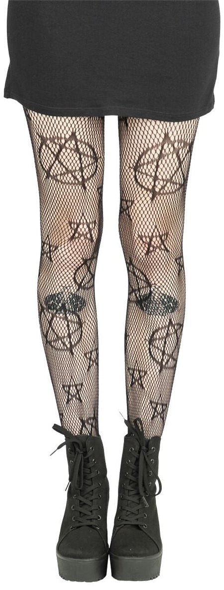 Collant Gothic de Pamela Mann - Collants Résille Pentagramme - S-XL - pour Femme - noir - Pamela Mann