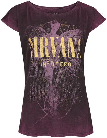 T-Shirt Manches courtes  de Nirvana - In Utero Dye - S à XXL - pour Femme - lie-de-vin - Nirvana