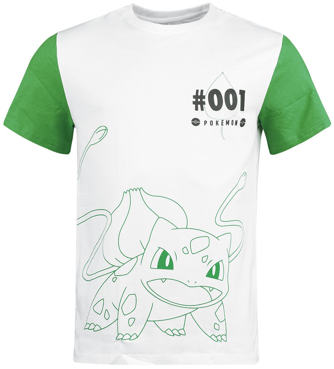 T-Shirt Manches courtes Gaming de Pokémon - Bulbizarre - S à XXL - pour Homme - blanc/vert - Pokémon