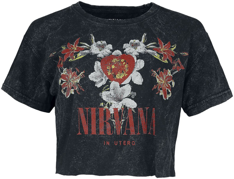 T-Shirt Manches courtes  de Nirvana - Flowers - S à XXL - pour Femme - anthracite - Nirvana