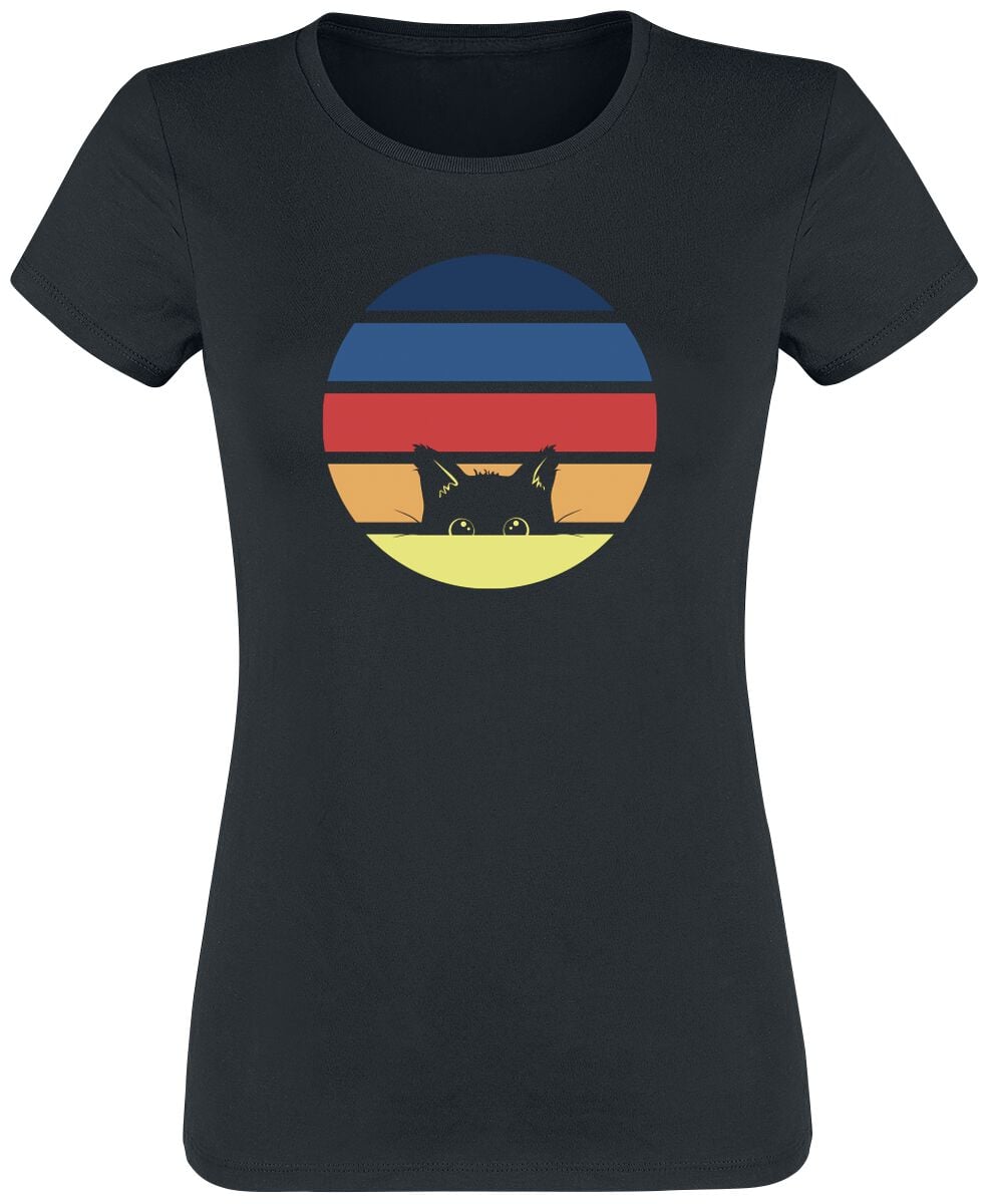 T-Shirt Manches courtes Fun de Tierisch - 80's Cat - S à 3XL - pour Femme - noir - Tierisch