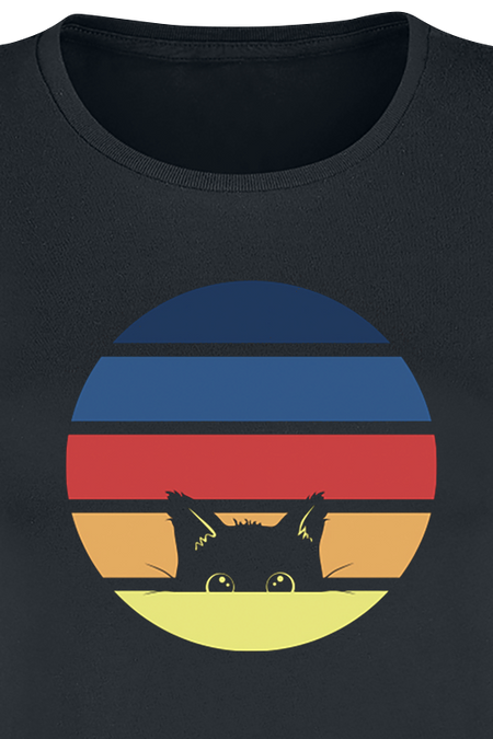 T-Shirt Manches courtes Fun de Tierisch - 80's Cat - M à 3XL - pour Femme - noir - Tierisch - View 2