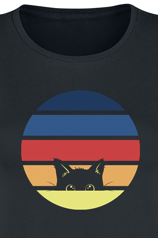 T-Shirt Manches courtes Fun de Tierisch - 80's Cat - S à 3XL - pour Femme - noir - Tierisch - View 2