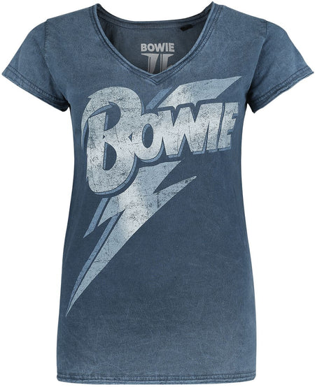 T-Shirt Manches courtes  de David Bowie - Lightning Bolt - S à XXL - pour Femme - bleu - David Bowie