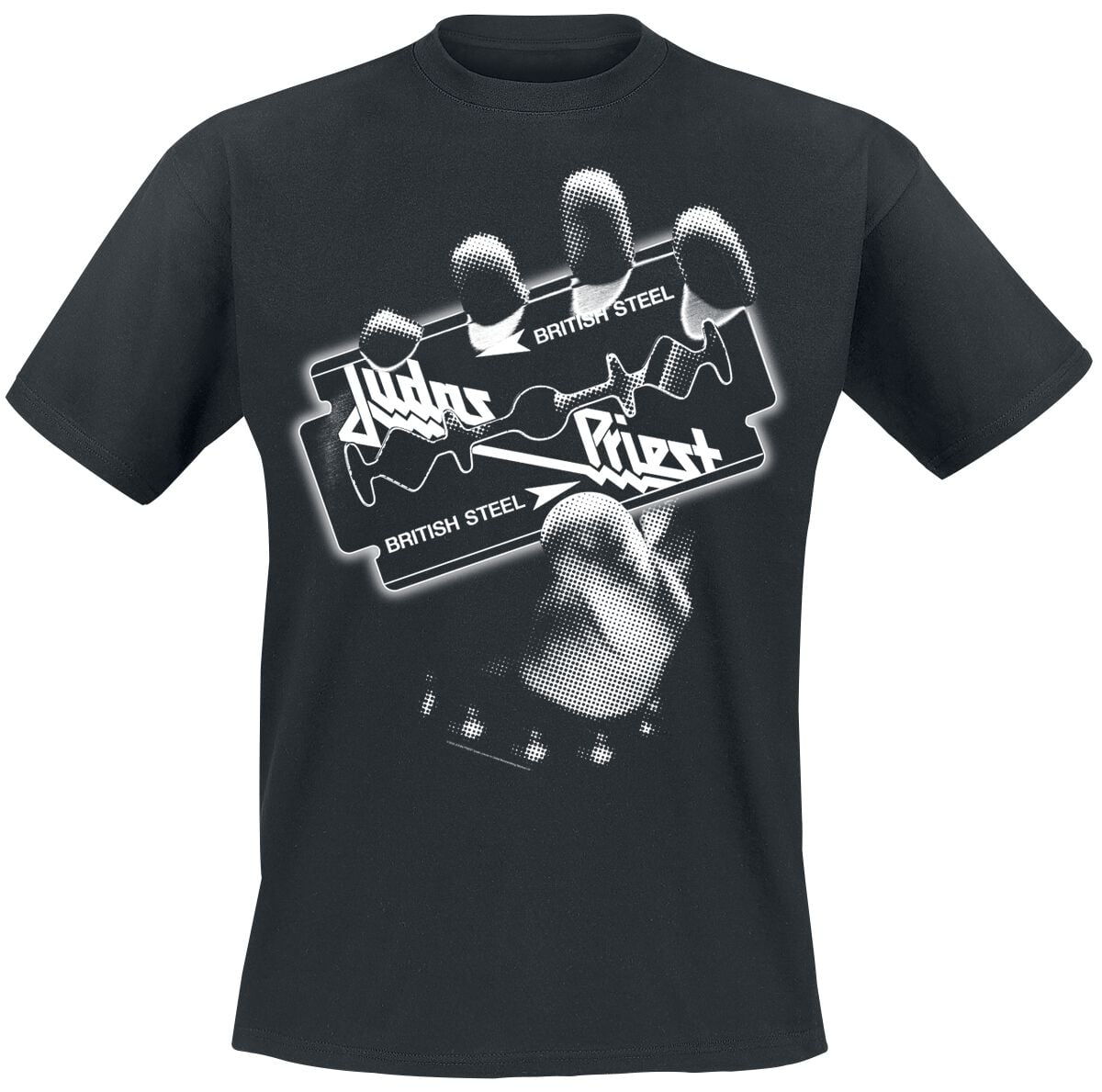 T-Shirt Manches courtes  de Judas Priest - British Steel Hand White - S à 4XL - pour Homme - noir - Judas Priest