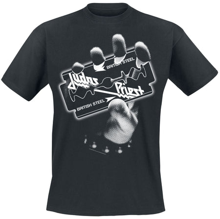 T-Shirt Manches courtes  de Judas Priest - British Steel Hand White - S à 4XL - pour Homme - noir - Judas Priest