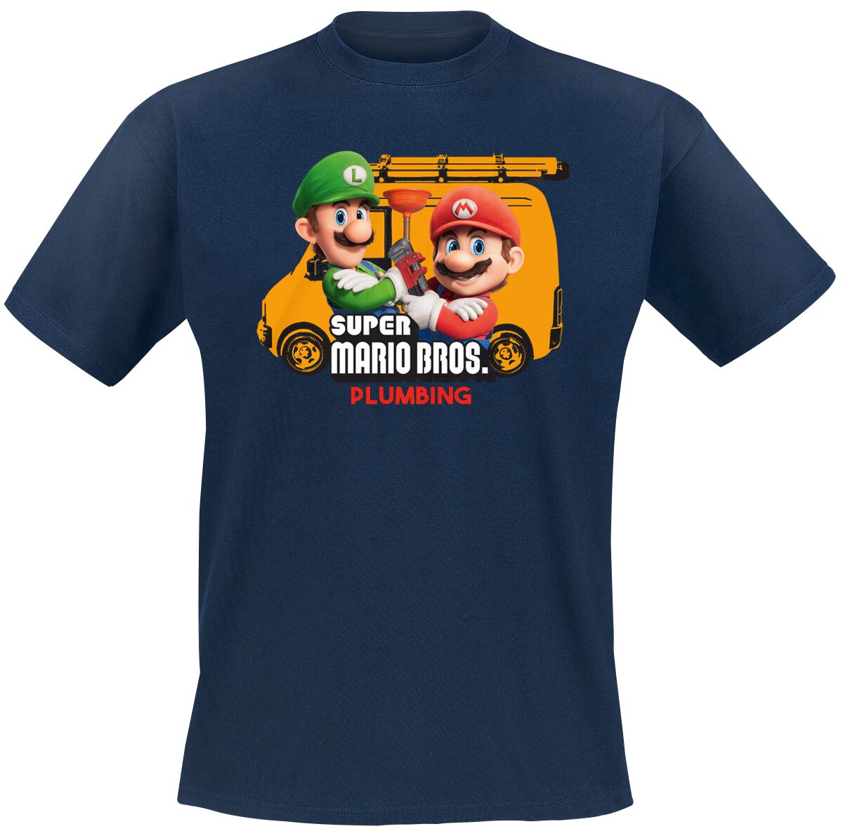 T-Shirt Manches courtes Gaming de Super Mario - Mario Brothers Plumbing - S à XXL - pour Homme - bleu - Super Mario