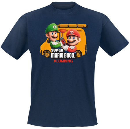 T-Shirt Manches courtes Gaming de Super Mario - Mario Brothers Plumbing - S à XXL - pour Homme - bleu - Super Mario