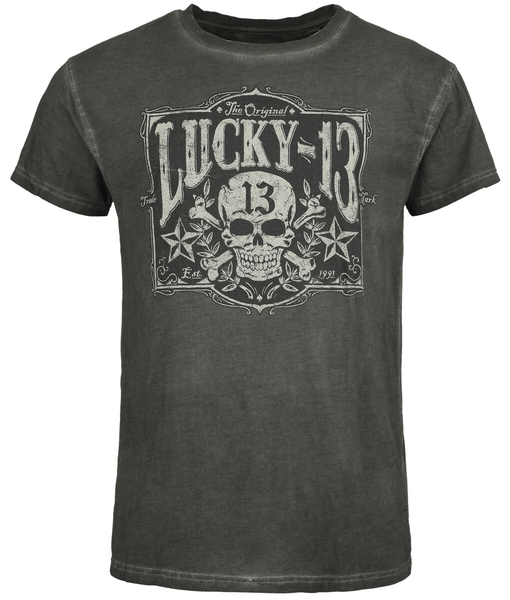 T-Shirt Manches courtes  de Lucky 13 - T-shirt Tombstone - Vintage Noir - S à 3XL - pour Homme - noir chiné - Lucky 13