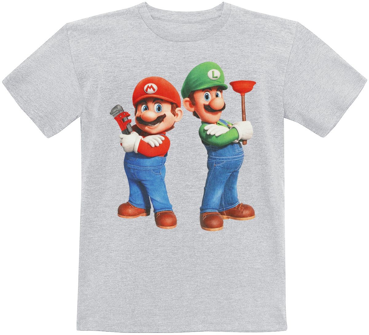 T-shirt Gaming de Super Mario - Enfants - Plumbing Bros. - 104 à 152 - pour filles & garçonse - gris - Super Mario