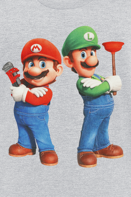 T-shirt Gaming de Super Mario - Enfants - Plumbing Bros. - 104 à 152 - pour filles & garçonse - gris - Super Mario - View 2