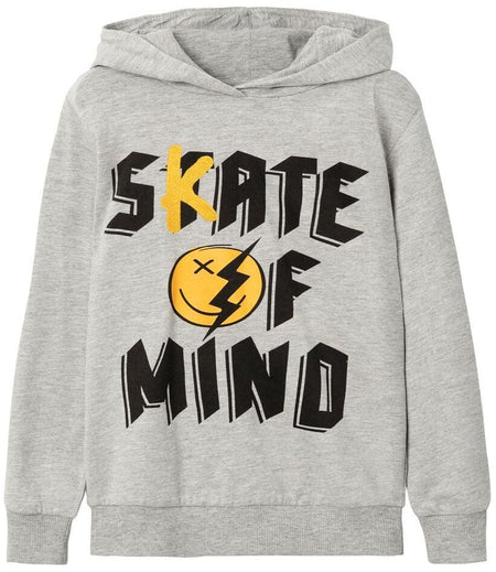 Sweat-Shirt à capuche  de name it - Nash Happy - Sweat à Capuche - 116/122 à 122/128 - pour garçons - gris chiné - name it