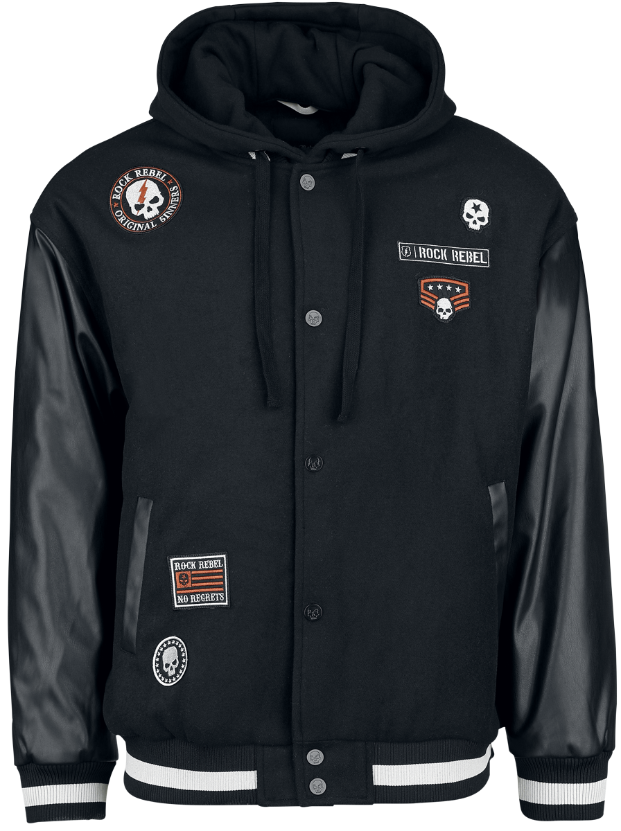 Veste Varsity  de Rock Rebel by EMP - Veste Teddy avec Détails en Simili Cuir - S à XXL - pour Homme - noir - Rock Rebel by EMP - View 2